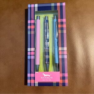 SCOUT Dachshund Dog Ball Pen Set 3-Pack (Plaid, Pink,‎ Blue) Gift Boxed NIB